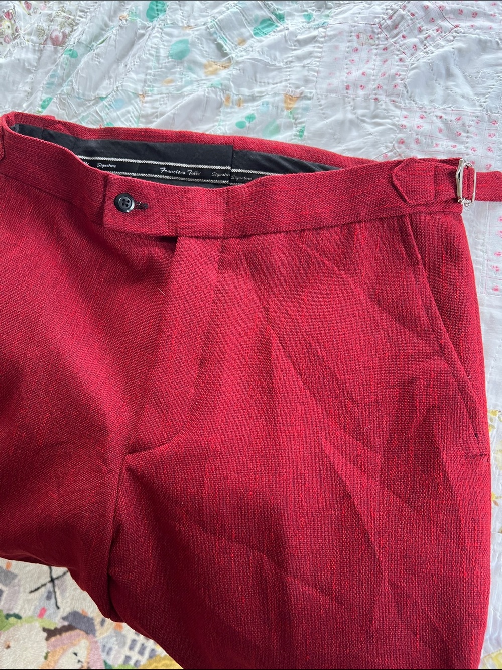 Men's Slim Tailored Red Pants - Picture 2 of 13